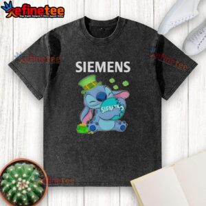 St. Patrick's Day washed t-shirt featuring a nice stitch hug with the Siemens logo for festive style.