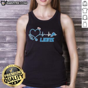 Nice Detroit Lions nurse lover heartbeat baseball tank top design featuring a vibrant, sporty graphic in blue and white.