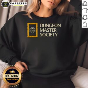 Cozy Nice Dungeon Master Society sweatshirt featuring gaming graphics, perfect for tabletop RPG enthusiasts.