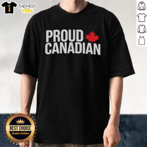 Premium Proud Baseball Canadian Leaf T-Shirt showcasing a vibrant maple leaf design for sports fans and patriotism.