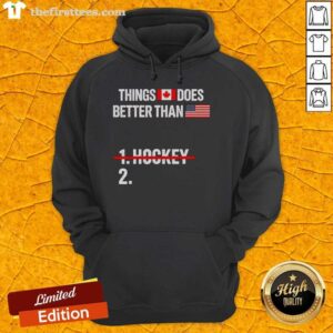 Premium patriotic American hoodie featuring a funny, sarcastic Canada quote with USA humor design.