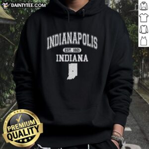 Official Indianapolis Indiana Est 1821 Varsity Hoodie in navy blue featuring a classic design, perfect for alumni and fans.