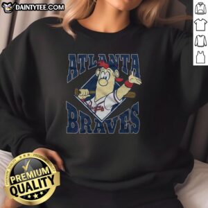 Good Atlanta Braves mascot sweatshirt featuring vibrant team colors and logo, perfect for fans and game day wear.