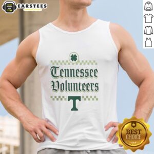 Pretty Tennessee Volunteers St. Patrick's Day tank top featuring vibrant green design and festive shamrock graphics.