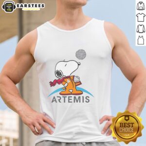Official Snoopy Artemis Astronaut Tank Top featuring Snoopy in a space suit, perfect for space enthusiasts and fans.