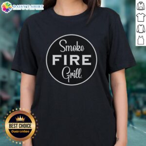 Top Smoke Fire Grill logo on a women's tee, perfect for grilling enthusiasts and outdoor cooking lovers.