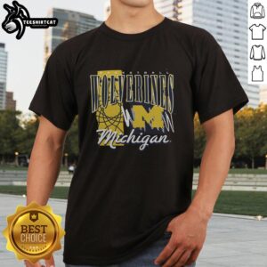 Premium Michigan Wolverines Basketball Graphic T-Shirt featuring bold team logo and vibrant colors for ultimate fan style.