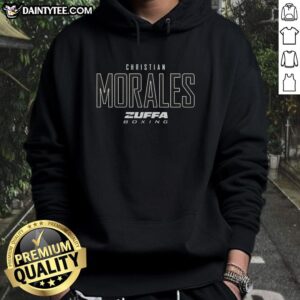 Awesome Christian Morales Zuffa Boxing Elite Hoodie in black, showcasing stylish design and premium quality fabric.