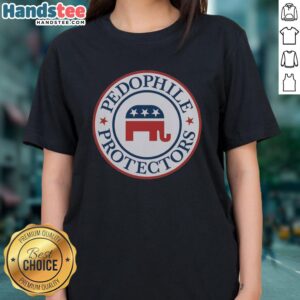 Republican ladies' tee featuring 'Nice Pedophile Protectors' graphic, promoting awareness and discussion on important issues.