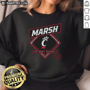 Nice Carson Marsh Cincinnati Bearcats baseball sweatshirt featuring team colors and logo, perfect for fans and athletes.