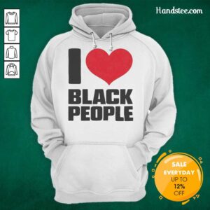 Alt Text: Premium Kirsten Vangsness I Love Black People hoodie featuring bold text design, perfect for casual wear.