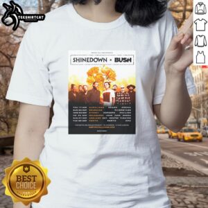 2026 Nice Shinedown X Bush Dance Kid Act II Tour Australia poster on a ladies tee, vibrant design showcasing the event.