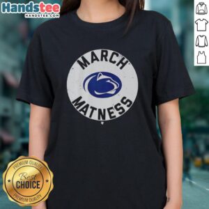 Alt Text: Women's tee featuring Penn State Wrestling logo, perfect for March Matness fans and supporters.
