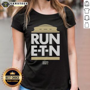Awesome New Orleans Saints Run ETN ladies tee featuring vibrant team colors and stylish design for female fans.