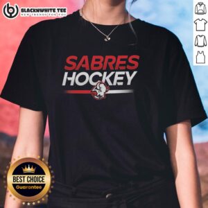Alt Text: Hot Official Tage Thompson Buffalo Sabres Hockey Ladies Tee featuring team colors and stylish design for fans.