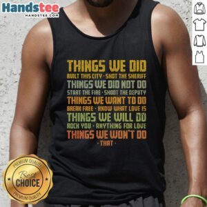 Vintage tank top featuring 'Nice Things We Did' graphic, perfect for casual summer outfits and retro style lovers.