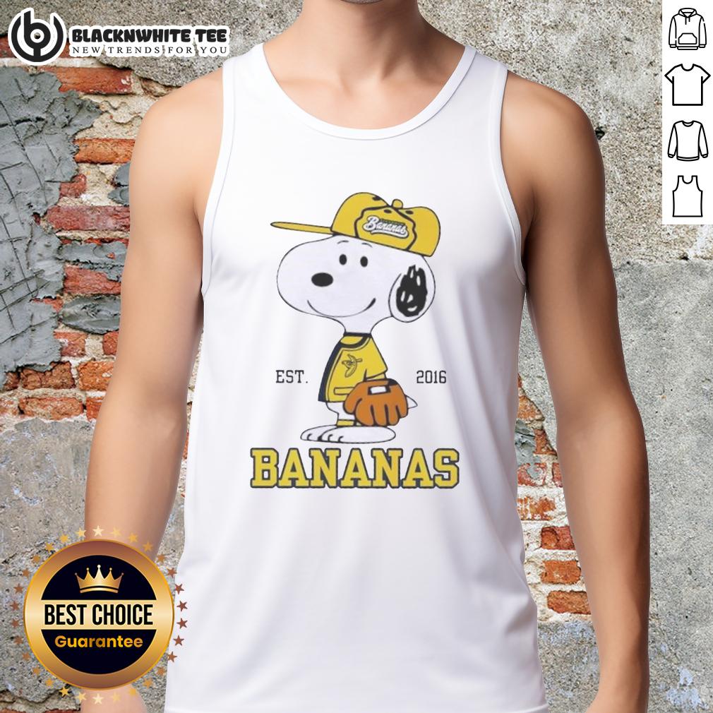 Pretty Peanuts Snoopy X Savannah Bananas Est 2016 Tank Top Pretty Peanuts Snoopy X Savannah Bananas tank top established 2016, featuring colorful Snoopy and banana graphics.