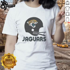 Hot Jacksonville Jaguars football logo on a big helmet design for ladies' tee, perfect for game day style.