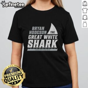 Original Jon Rothstein Bryan Hodgson Great White Shark Ladies Tee featuring a vibrant design and comfortable fit.