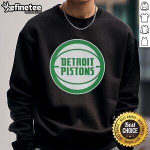 Alt Text: Premium Detroit Pistons White Logo sweatshirt for St. Patrick's Day featuring a festive design and comfortable fit.