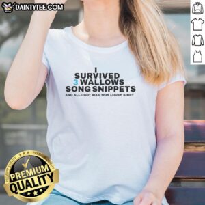 Good I Survived 3 Wallows Song Snippets Ladies Tee featuring vibrant design and comfortable fit, perfect for fans.