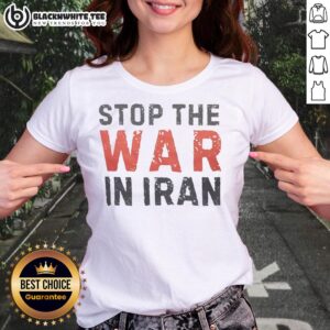Top Trump Stop The War In Iran Peace Ladies-Tee featuring a bold graphic promoting peace and activism for women's rights.
