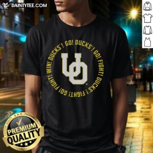 Good Oregon Ducks t-shirt featuring 'Go Ducks Go Fight Win' song lyrics, perfect for fans celebrating their team spirit.