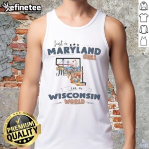 Maryland girl tank top featuring a Wisconsin state map outline, perfect for proud locals and travelers alike.