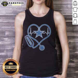 Alt Text: Good Nurse Heartbeat with Dallas Cowboys Logo Tank Top for nurses and football fans, perfect for game day.