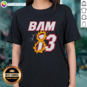 Top Bam 83 Miami Basketball Ladies Tee featuring vibrant design and comfortable fit for female fans of Miami basketball.