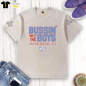 Premium 'Bussin With The Boys' Nashville TN t-shirt featuring three blue stars on a washed fabric design.