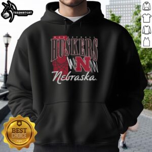 Premium Nebraska Huskers basketball graphic hoodie featuring vibrant team colors and logo for fans and athletes.