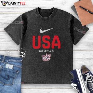 Good USA Baseball Logo Washed T-Shirt featuring a vintage design and comfortable fit for sports enthusiasts.