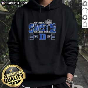 Alt Text: Duke Blue Devils NCAA Men's Sweet 16 2026 hoodie showcasing team colors and logo for March Madness fans.