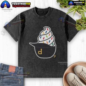 Original Pittsburgh Pirates ice cream washed t-shirt featuring vibrant team colors and logo, perfect for fans.