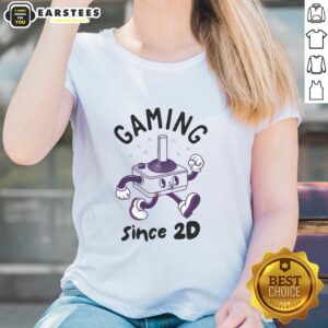 Premium Gaming Since 2D Ladies Tee featuring a stylish design for gamers who appreciate quality and comfort.