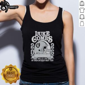 Premium Luke Combs Las Vegas 2026 Tour merch featuring a Raiders helmet tank top at Allegiant Stadium.
