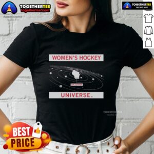 Official Wisconsin Women's Hockey Universe Ladies Tee featuring team colors and logo, perfect for fans and sports enthusiasts.