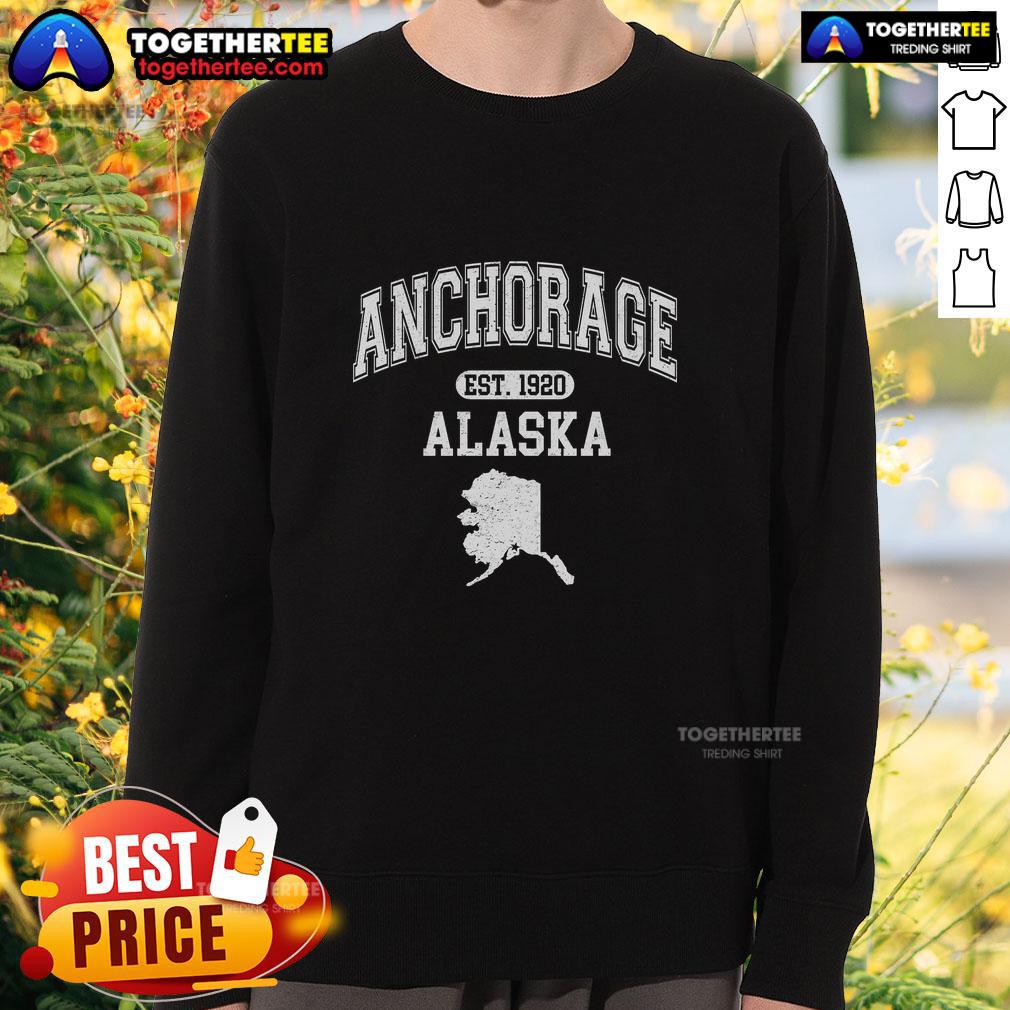 Nice Anchorage Alaska Est. 1920 Varsity Sweatshirt Alt Text: Vintage Nice Anchorage Alaska Est. 1920 varsity sweatshirt featuring classic design and vibrant colors.