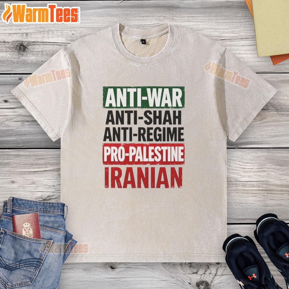 nice-anti-war-anti-shah-anti-regime-pro-palestine-iranian-washed-t-shirt Alt Text: Nice anti-war, anti-Shah, pro-Palestine Iranian washed t-shirt with bold graphic design and vibrant colors.