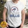 Buffalo Bills football logo featured on a large helmet t-shirt design, perfect for fans and game day attire.