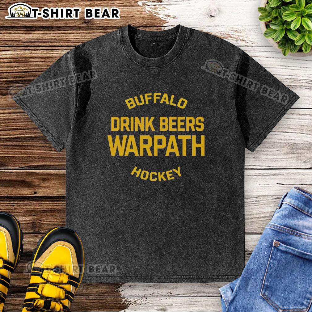Nice Buffalo Drink Beers Warpath Hockey Washed T Shirt Nice Buffalo drink beers in a Warpath Hockey washed t-shirt, perfect for fans enjoying a casual outing.