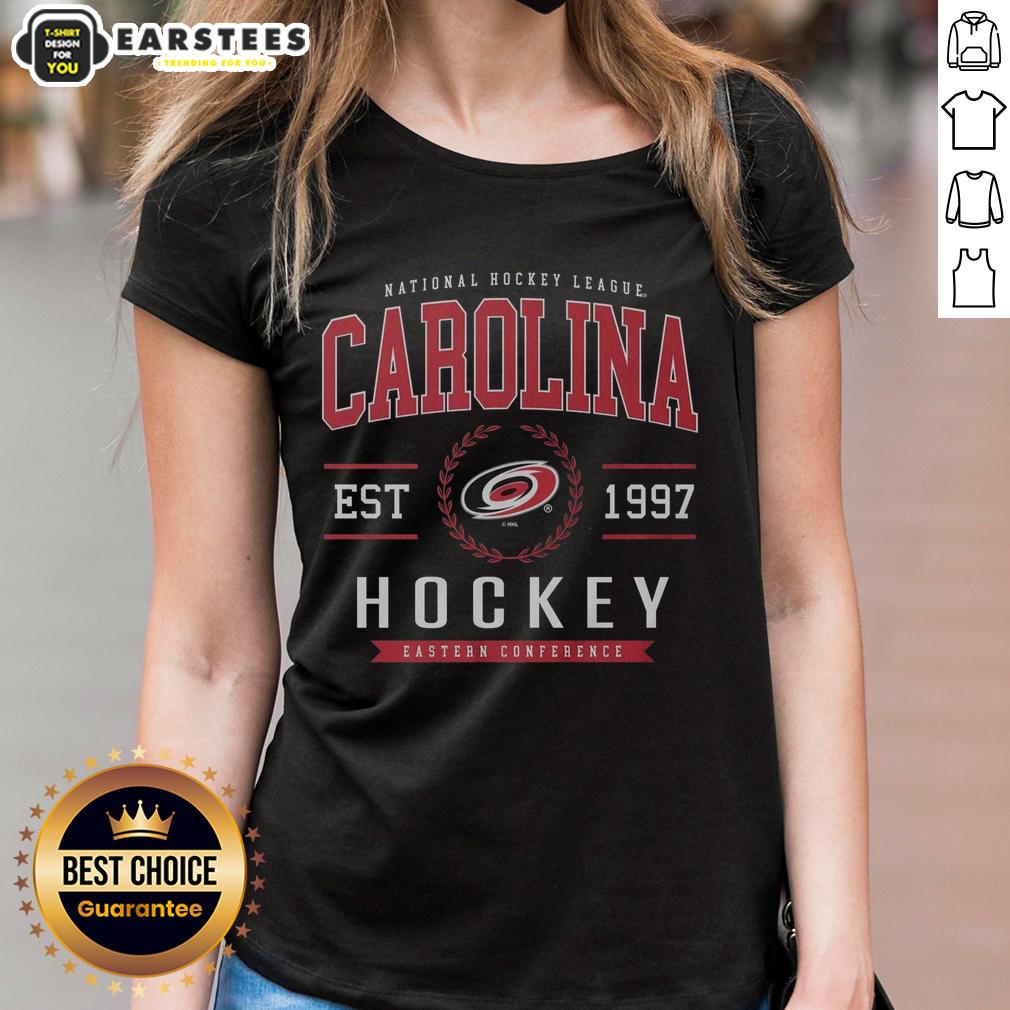 nice-carolina-hurricanes-hockey-legacy-crest-ladies-tee Nice Carolina Hurricanes Hockey Legacy Crest Ladies Tee featuring team colors and logo for female fans.