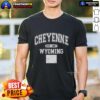 Nice Cheyenne Wyoming Est 1867 varsity t-shirt featuring a classic design and vibrant colors, perfect for proud locals.