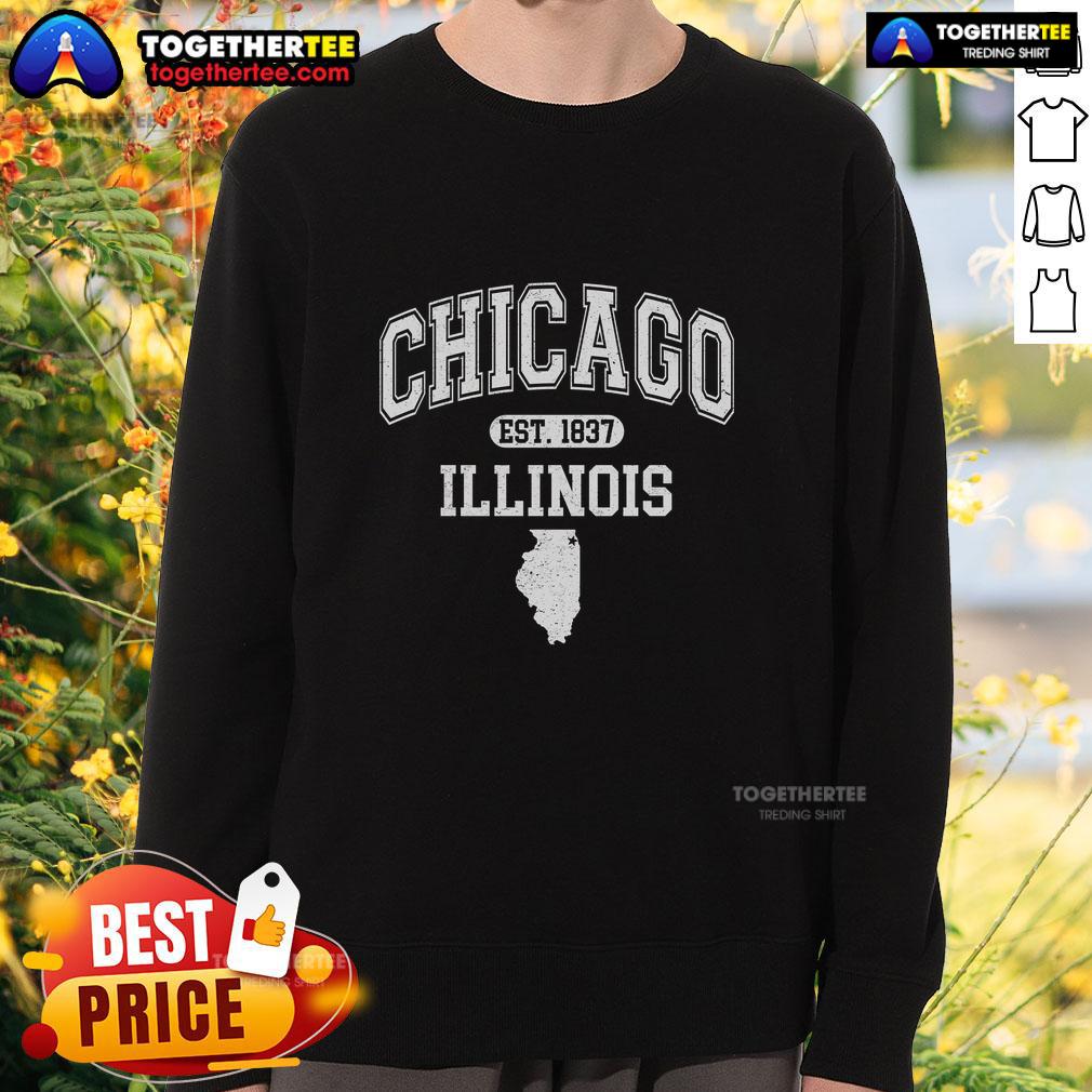 Nice Chicago Illinois Est 1837 Varsity Sweatshirt Nice Chicago Illinois Est 1837 varsity sweatshirt featuring vintage design and comfortable fit for stylish wear.