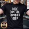 Nice Code Control Conquer Plc Programming Engineer T-Shirt featuring a stylish design for tech enthusiasts and programmers.