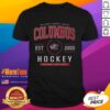 Columbus Blue Jackets hockey legacy crest t-shirt featuring team colors and logo for fans and collectors.