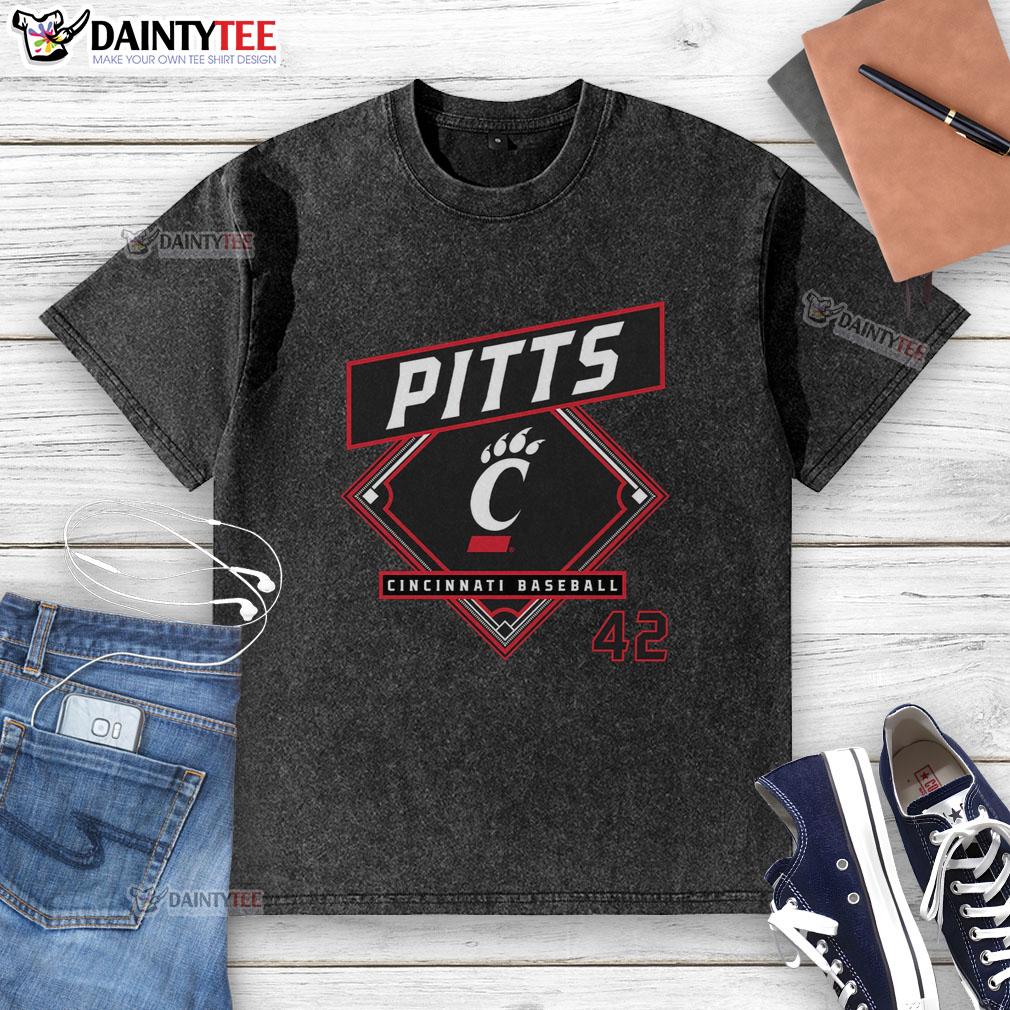 nice-derrick-pitts-cincinnati-bearcats-baseball-washed-t-shirt Nice Derrick Pitts Cincinnati Bearcats baseball washed t-shirt featuring team colors and logo, perfect for fans.