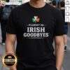 Shamrock-shaped Italy flag T-shirt featuring 'Nice Fluent In Irish Goodbyes' text, perfect for Irish pride and Italy lovers.