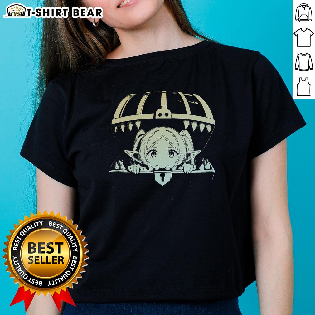 Nice Frieren Frieren Beyond Journey'S End Anime Ladies Tee Anime ladies tee featuring artwork from 'Freen Beyond Journey's End,' showcasing vibrant characters in a dynamic design.